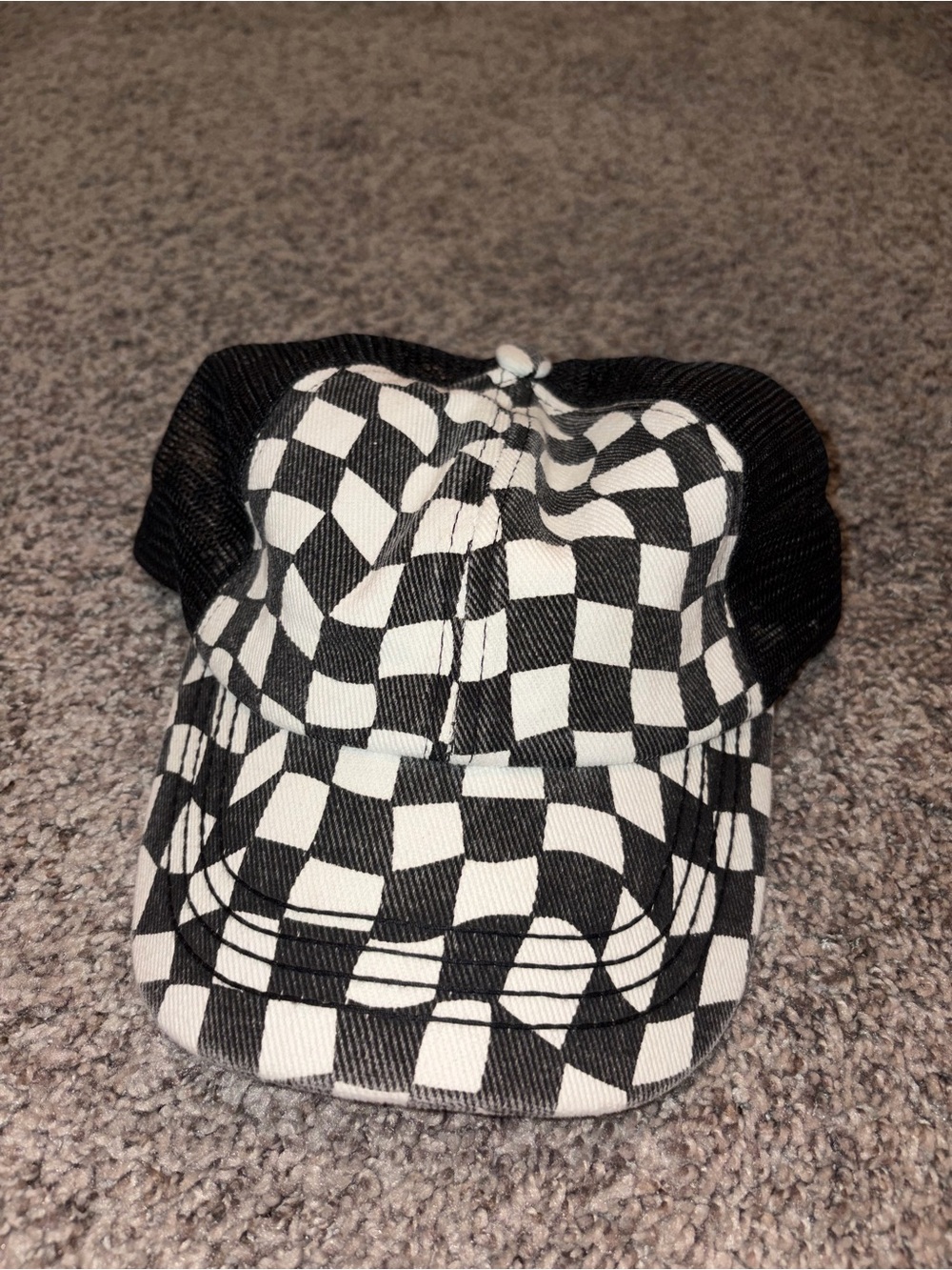 Checkerboard Trucker Hat - Black & White
